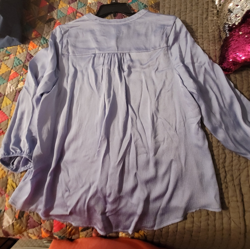 Kim Rogers Sky Blue Woven Blouse - Picture 7 of 11